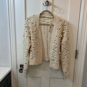 Anthropologie Pearl Embellished Cardigan